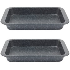 Salter Roasting Tray Set of 2 Non-Stick Carbon Steel Deep Roaster Megastone 37cm