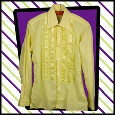 OSCAR Slimfit by TERROW of London Frill SHIRT Pale Yellow   C15.5/Medium  498 B