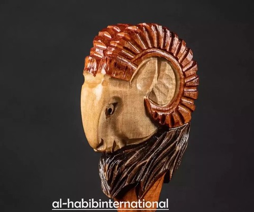 Hand craved ram handle - , wooden