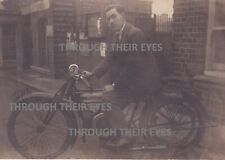 Original postcard Gentleman on a Douglas motorcycle motorbike c 1920's