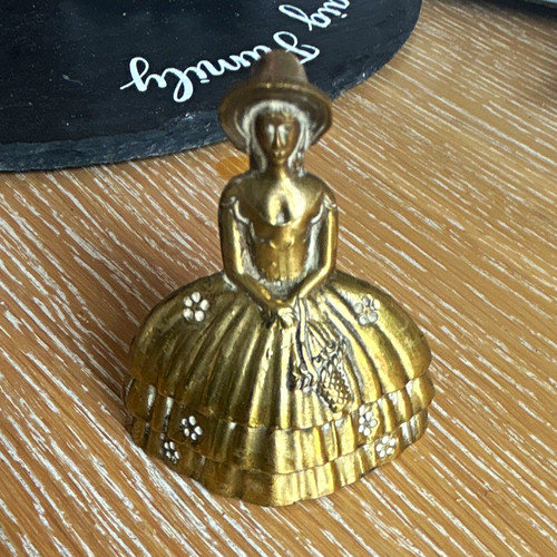 Brass figural lady bell - brass, with