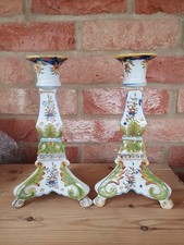 Pair of Antique French Faience Candlesticks  AF