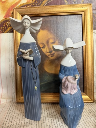Pair vintage lladro nun - of,