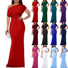 Womens Summer One Off Shoulder Maxi Dress Cocktail Party Prom Long Dresses SIZE