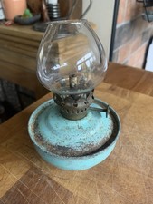 Vintage Kelly Pixie Nursery Oil Lamp 1920-40’s Enamel. Pale Blue. Weighted Base
