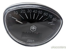 Vespa Speedometer Clamshell 80 MPH – Fits Rally 180/200, Super, Primavera, Piagg
