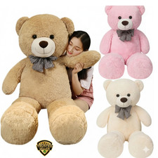 105cm Giant Soft Teddy Bear Plush Toy – White Pink Brown – Big Hug Pillow Gift