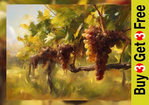 Vineyard grapes print - grapes, on