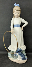 Vintage NAO Figure by Lladro ~ GIRL WITH PUPPY & HOOP ~ Handmade in Spain 1982