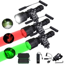 White/Green/Red Tactical LED Flashlight Torch Hunting Lamp Air Rifle Scope Mount