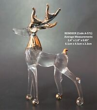 Glass REINDEER Handmade Gold Painted Ornament Figurine Decorative Christmas Gift
