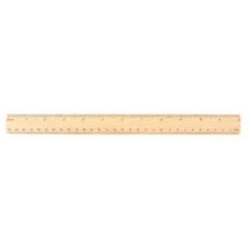 12" Wooden Ruler - 30cm Hard School Stick Inches Imperial Metric mm cm Kids