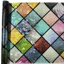 Static Cling Window Film Stained Glass Sticker Colorful Light Privacy Decor Film