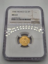 1948 Mexico 2.5 Peso Gold Rare