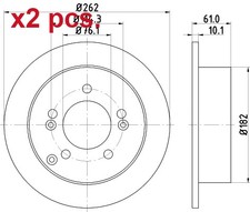 X2 PCS REAR BRAKE DISC ROTOS X2 PCS SET MDC2125 MINTEX I