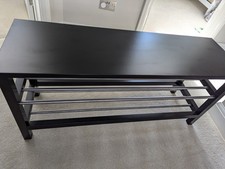IKEA TJUSIG Black Bench with Shoes Storage