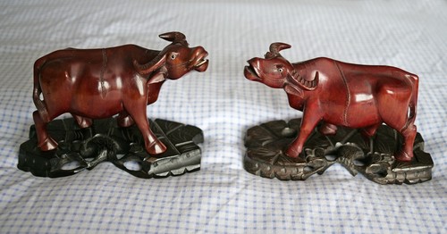 Pair vintage antique carved - pair, of