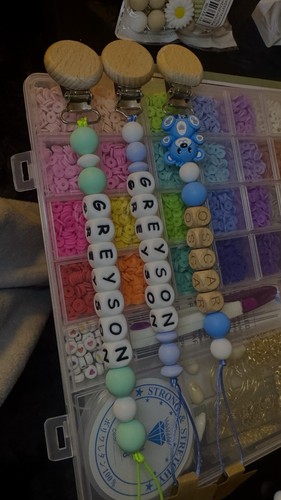 Personalised beaded dummy - beaded,