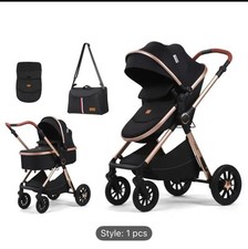 3-in-1 Newborn Baby Pram and Pushchair Stroller with Sleeping Basket - UK Design