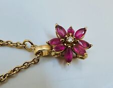 Gold 18ct Asprey London Daisy Pendant Necklace Diamond & Tourmalines