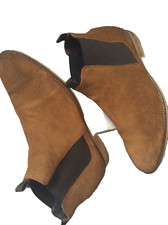 Bertie Ankle Boots Men 12UK 46E Tan Suede Leather Elastic Side Panel Winter Flat