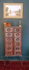 Antique Tall chest apothecary Victorian industrial Vintage chest of drawers