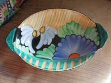 Gray's Hampton Art Deco Oval Fruit Bowl / Dish - Blue Marigold