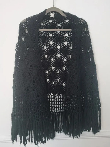 Hand crochet black fringe - crochet,