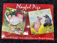 Blenfield Stationery Playful Pigs 20x Blank Greeting Card & Envelopes - 1997 