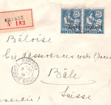 Levant FRANCE PO ABROAD TURKEY Cover *SMYRNE* Registered Switzerland 1913 MA462