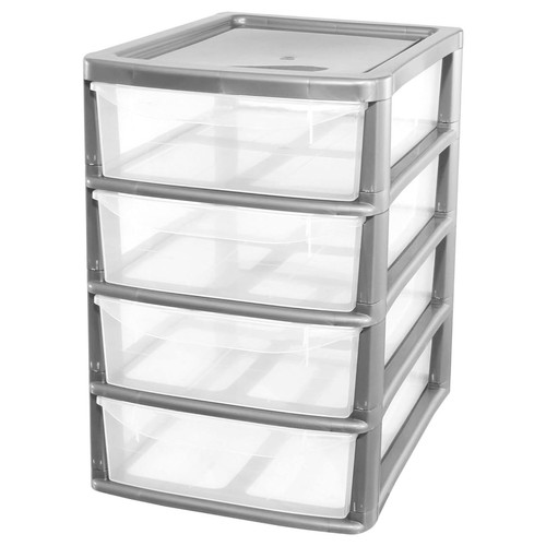 Silver plastic drawer - silver,