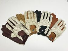 Ladies Mens Retro Classic Driving Gloves Genuine Leather Brown Tan Top Quality