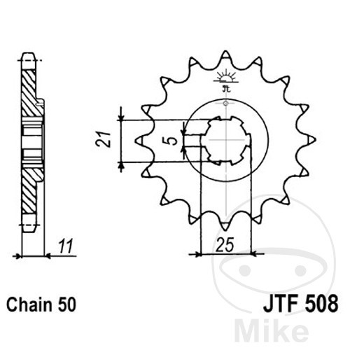 Pinion tooth pitch 530 - pitch, for