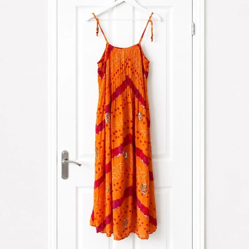 Monsoon bandhani dye cami midi - bandhani,