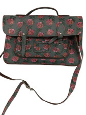 YOSHI Floral Print Satchel Shoulder Bag Green/Pink Floral Buckle Close Pre-Loved