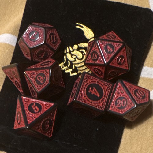 Red black polyhedral dice - polyhedral,