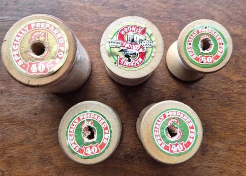 Vintage wooden cotton reels - cotton,