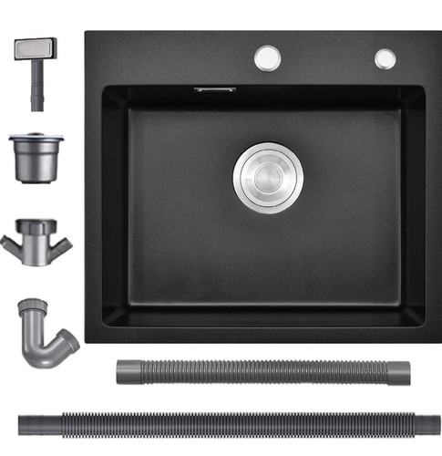 Black kitchen sink 50x45cm - black,
