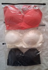 Brand new Three Bra Bundle Non Wired Removable Pads. XL Pink Cream And Black