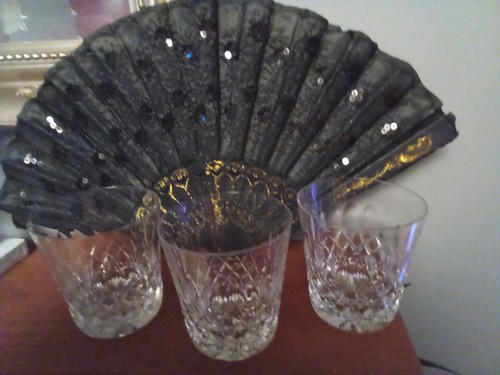 Pair lead cut crystal glass - pair,