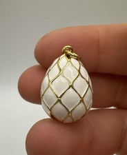 Vintage White Enamel Egg Charm