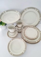 22pc Service For 4 Mikasa Ivory China Richelieu Plates, Bowls, Cups, Saucers