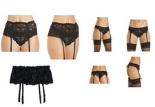 Ladies Black Lace Suspenders Belt With Elastane Garter Belt  4 Adjustable Straps