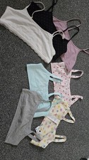 Girls 7 Tops Underwear Bra Size 12/2l13yrs. Some Never Worn.