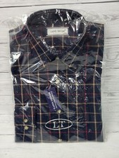 Laine Taylor Navy Check Pure Cotton Long Sleeve Shirt BNWT Size 38/15. PWM