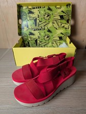 Fly London Yabi Red Slingback Wedge Casual Sandals Shoes Size EU40 UK7