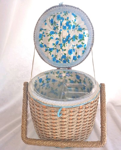 Vintage wicker sewing basket - vintage,