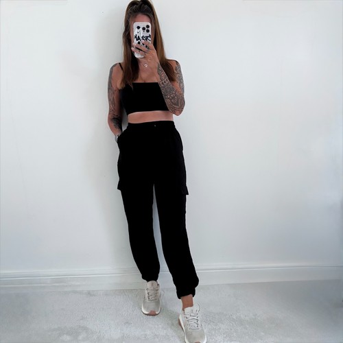 Ladies black cargo trousers - cargo,