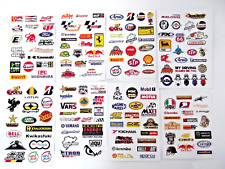 8 sheets STICKERS Car  Bike Scooter sponsor racing logos.  rc cars, models, toys