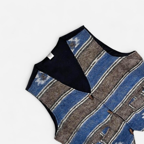 Vtg aztec waistcoat blue - l,
